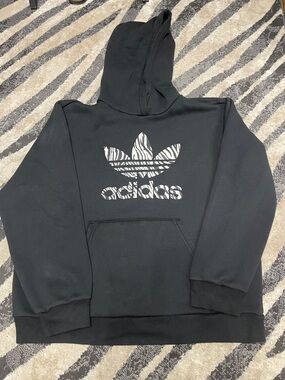 adidas Black Hoodie with Zebra Trefoil Print